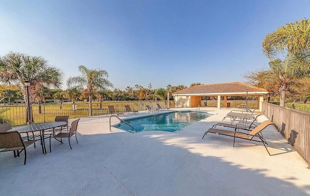 view of pool featuring a patio area