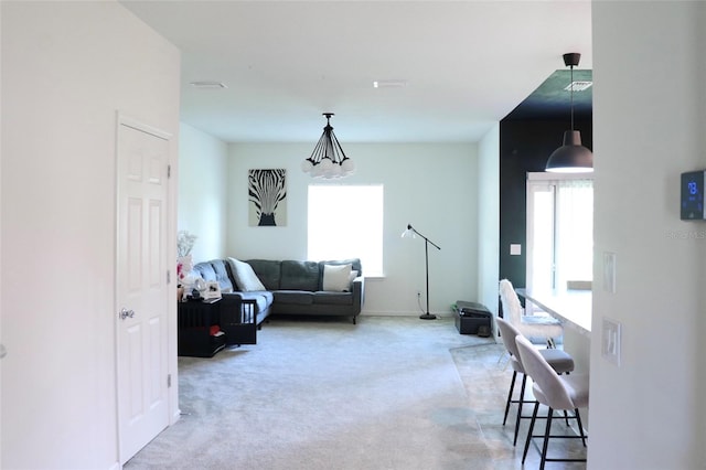 living room featuring carpet flooring