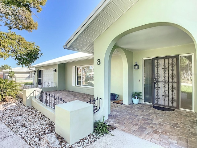 exterior space featuring a garage