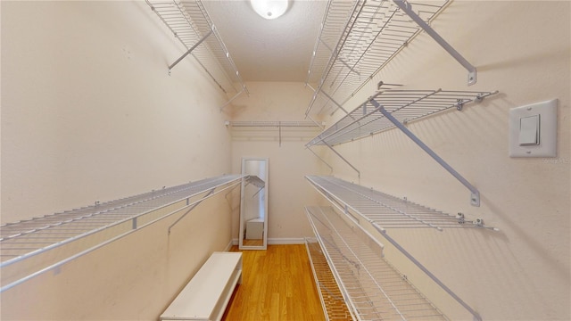 spacious closet with hardwood / wood-style floors