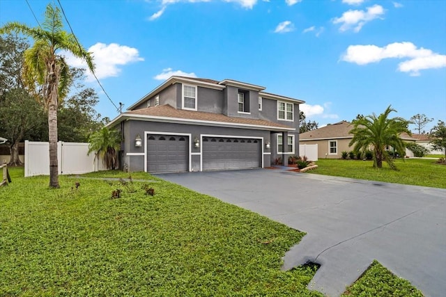 front of property with a garage and a front yard