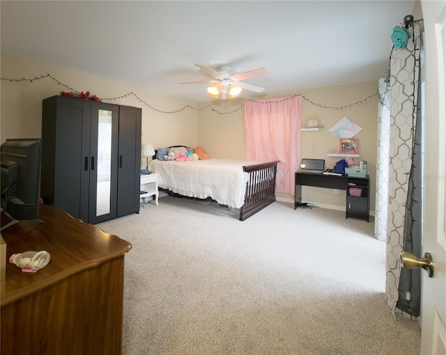 bedroom with carpet and ceiling fan