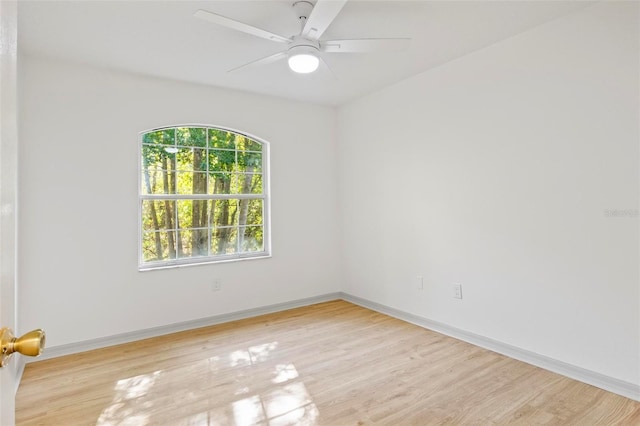 unfurnished room featuring ceiling fan and light wood-type flooring