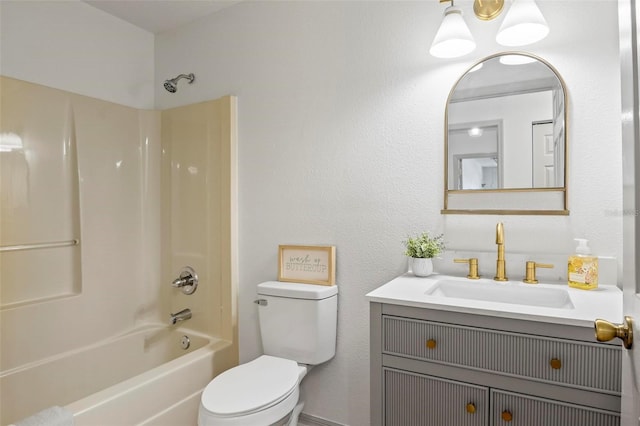 full bathroom with vanity, toilet, and shower / bath combination