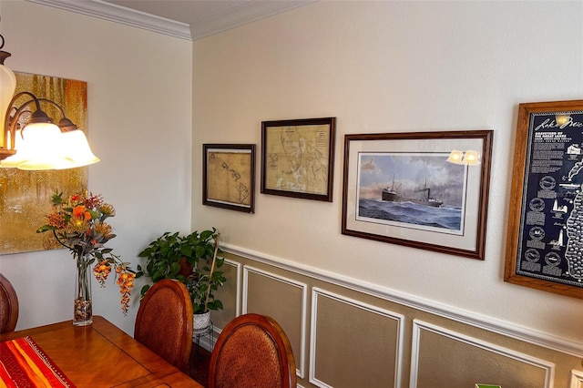 interior space with ornamental molding