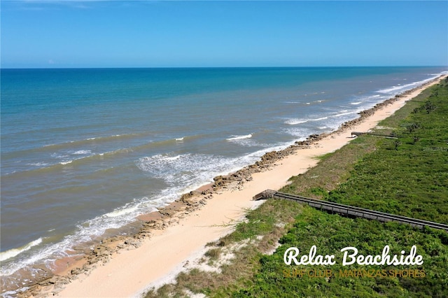 property view of water featuring a beach view