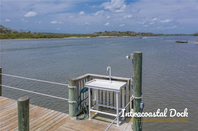 dock area featuring a water view