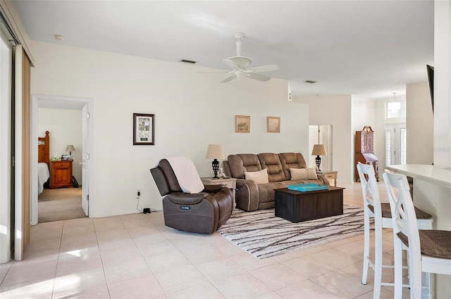 32 Shinnecock Dr, Palm Coast, FL 32137 - living area featuring ceiling fan and light tile patterned floors