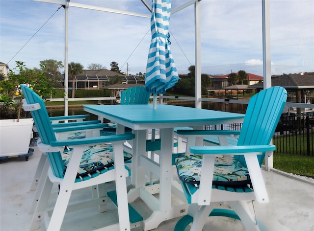 view of patio with a lanai