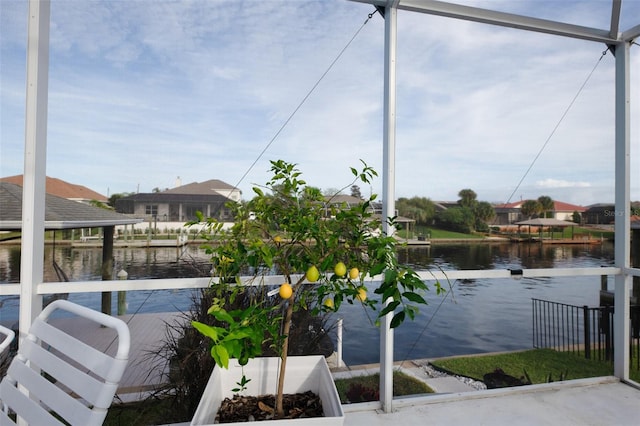 view of dock featuring a water view