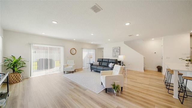 living room featuring light hardwood / wood-style flooring