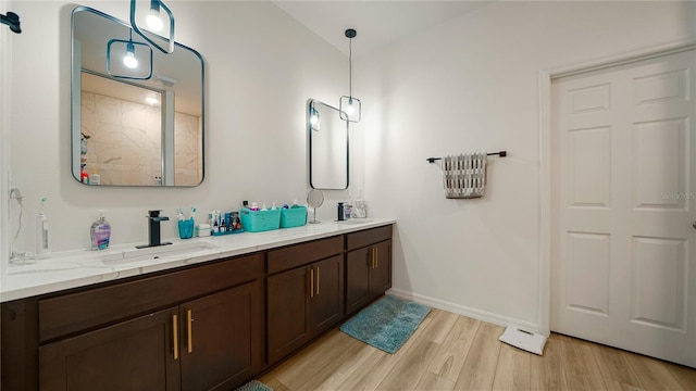 bathroom featuring wood-type flooring and vanity