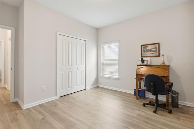 office space featuring light hardwood / wood-style flooring