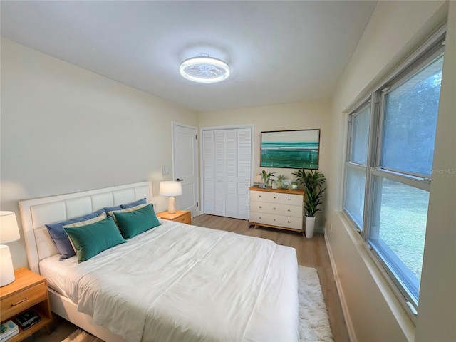 bedroom featuring light wood-type flooring