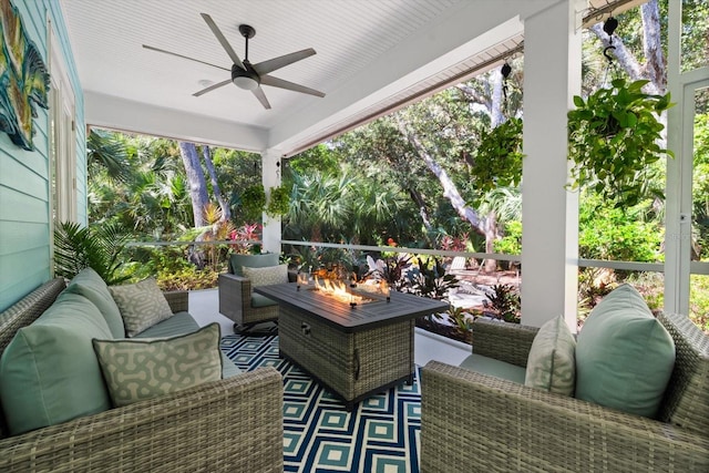 view of patio / terrace featuring outdoor lounge area and ceiling fan