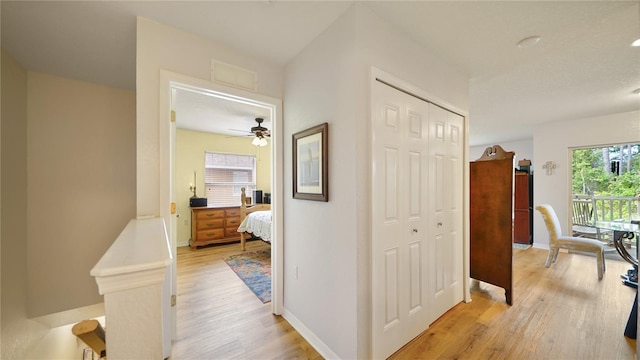 hall featuring light hardwood / wood-style flooring