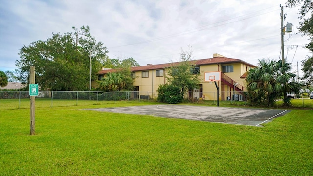 exterior space with basketball hoop