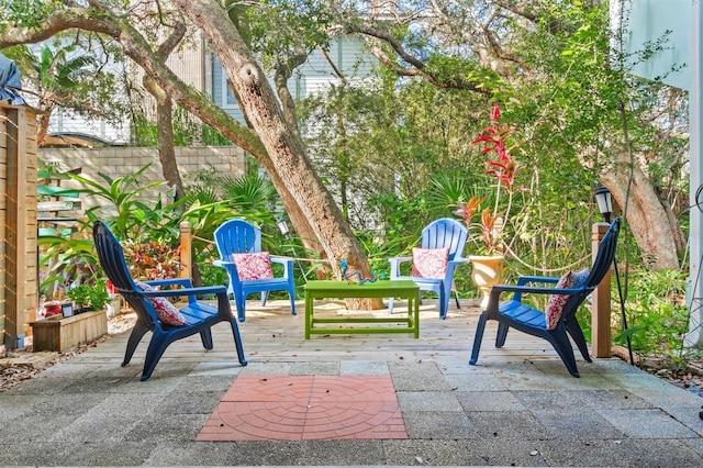 view of patio with a wooden deck