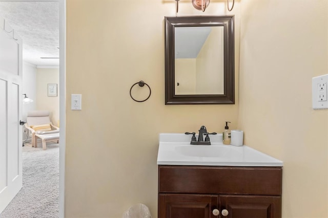 bathroom featuring vanity and a textured ceiling