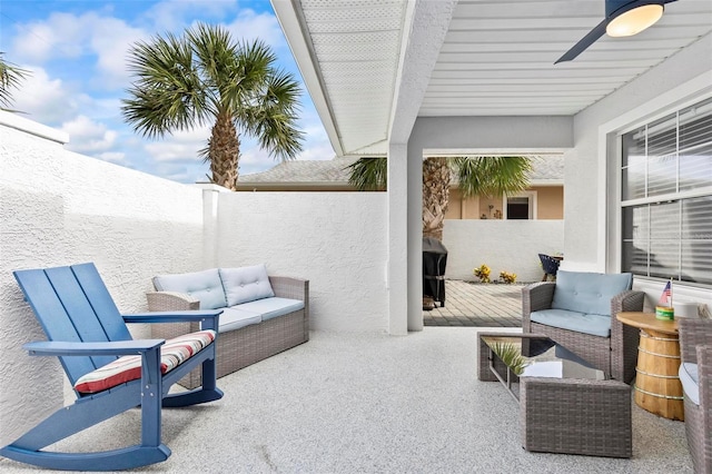 view of patio / terrace with a grill and an outdoor living space