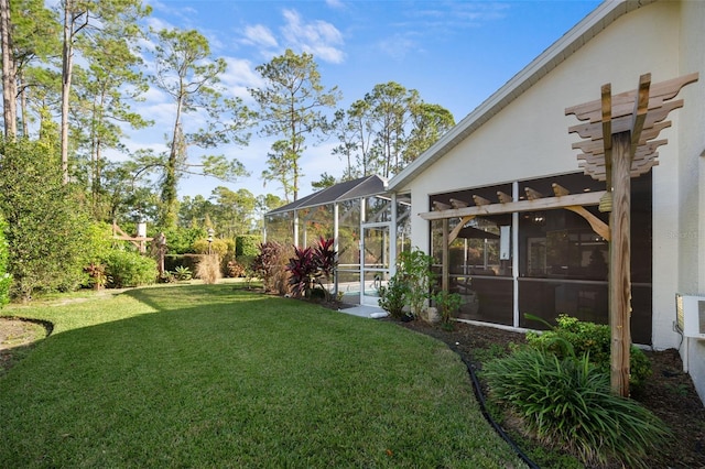 view of yard featuring a lanai