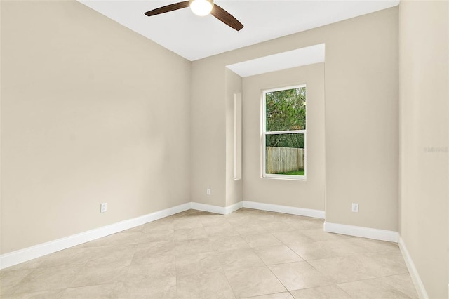 spare room featuring ceiling fan