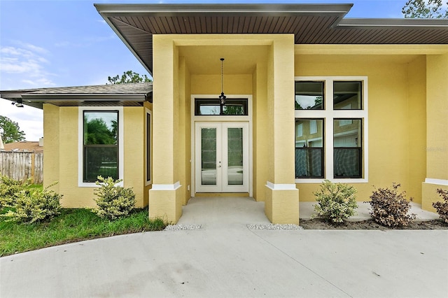 entrance to property featuring french doors