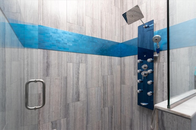 exterior details with tiled shower