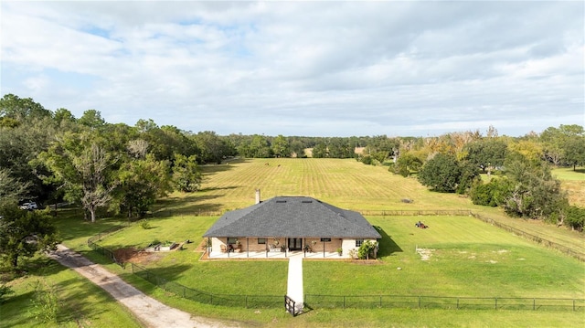 drone / aerial view with a rural view