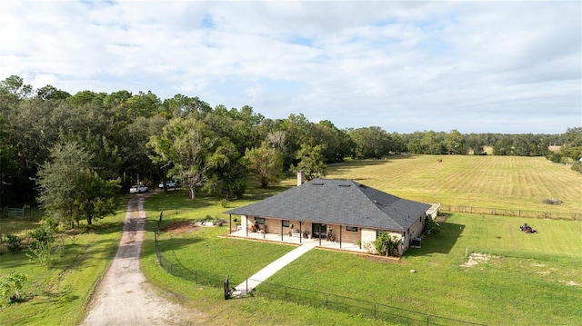 bird's eye view with a rural view