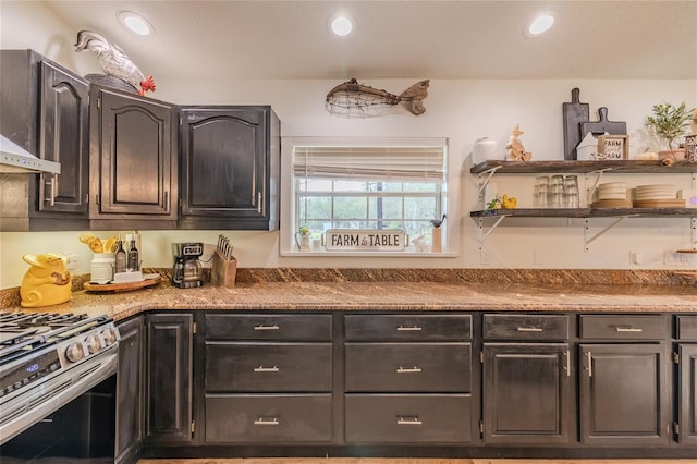 kitchen featuring stainless steel gas range