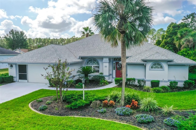 view of front facade with a front lawn