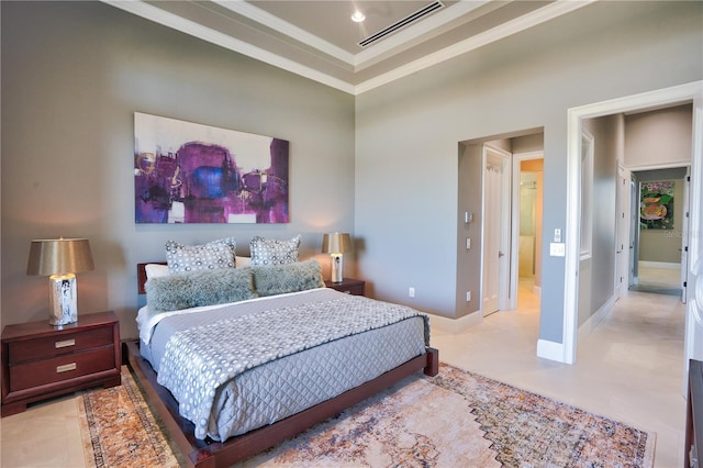 bedroom featuring crown molding