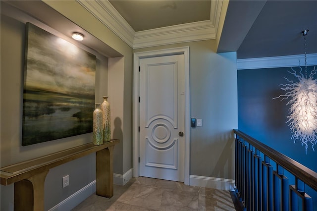 interior space featuring crown molding