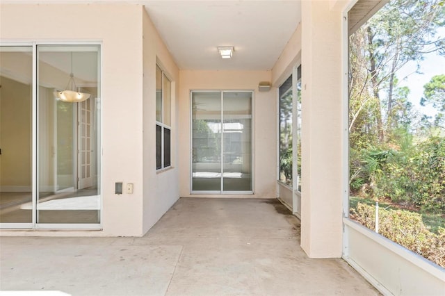 view of unfurnished sunroom