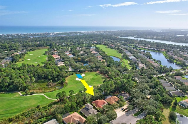 bird's eye view featuring a water view