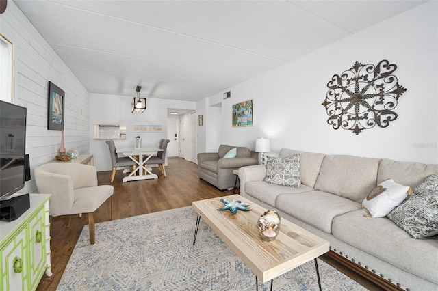 living room featuring wood-type flooring