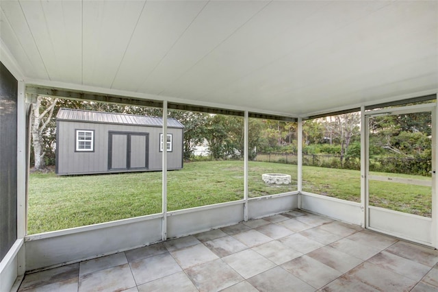 view of unfurnished sunroom