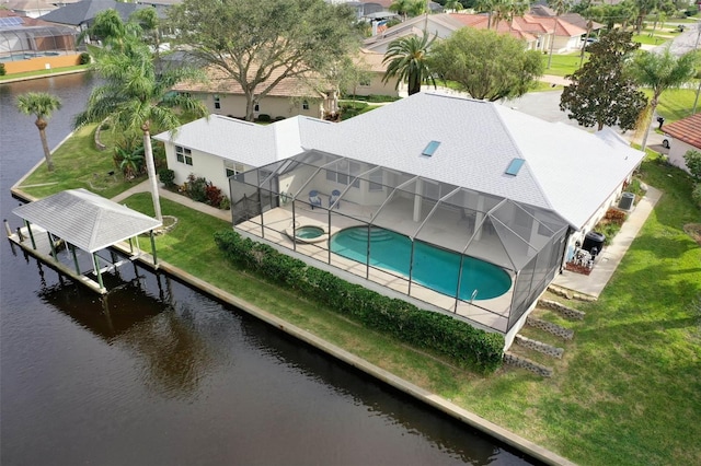 34 Clermont Ct, Palm Coast, FL 32137 - aerial view of residential area with a large body of water and a pool area