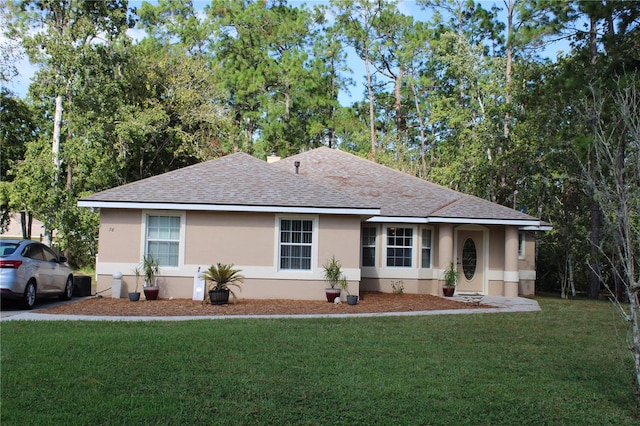 ranch-style house featuring a front yard