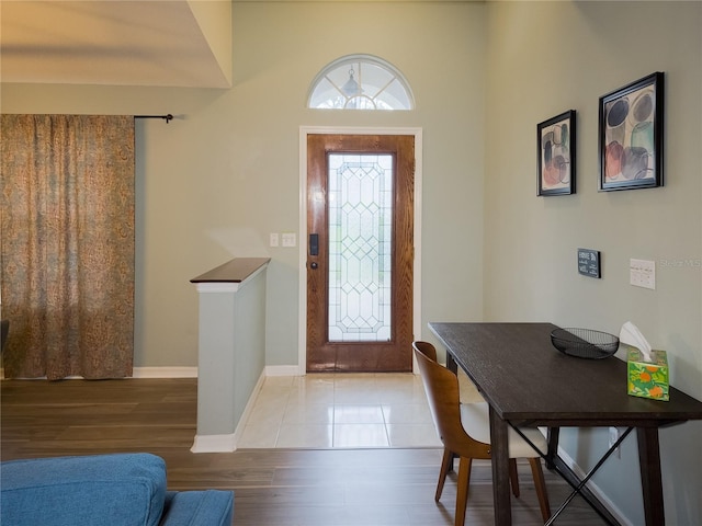 entrance foyer with light hardwood / wood-style floors