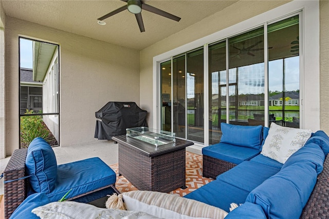 597 Mosaic Blvd, Daytona Beach, FL 32124 - view of patio with ceiling fan, outdoor lounge area, and a grill