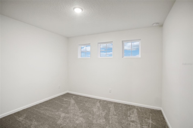 spare room featuring carpet and a textured ceiling