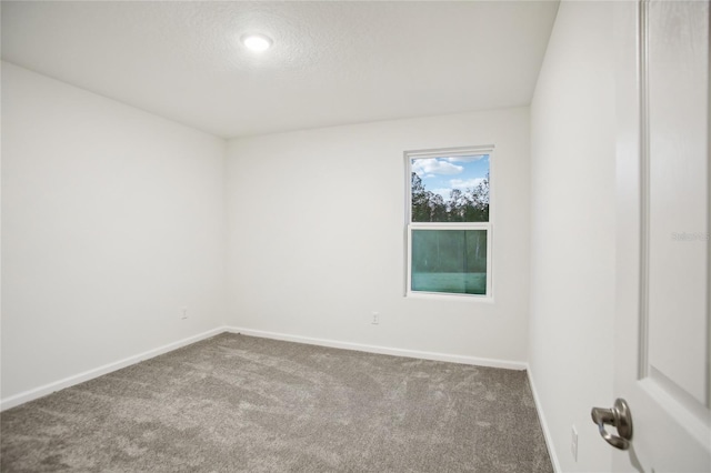 carpeted empty room with a textured ceiling