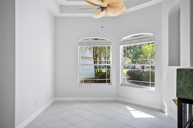 interior space with ceiling fan and a healthy amount of sunlight