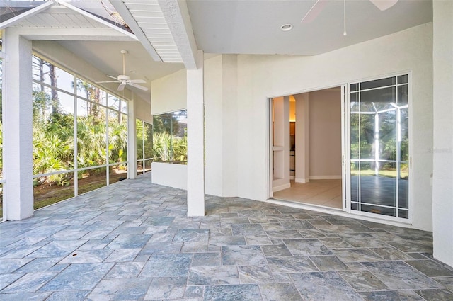 view of patio with ceiling fan