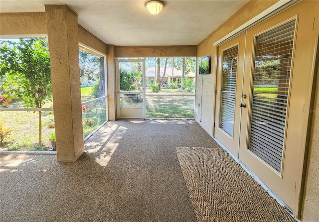 view of unfurnished sunroom