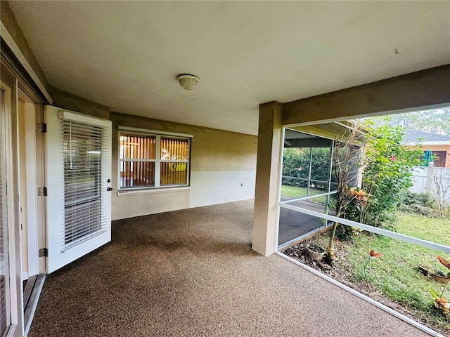 view of unfurnished sunroom