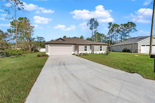 single story home featuring a front yard