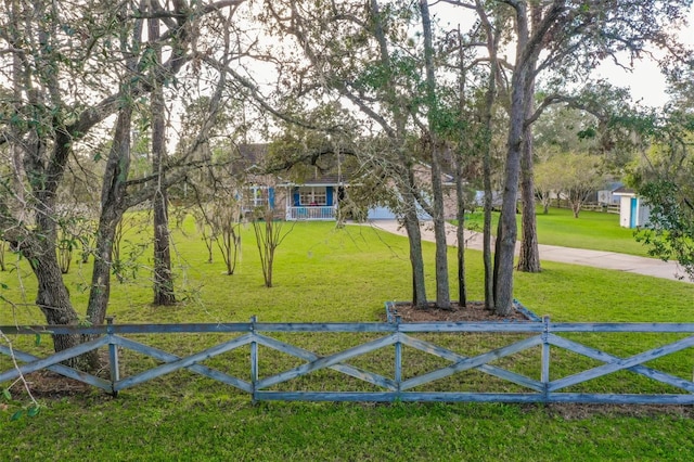 view of yard with a porch